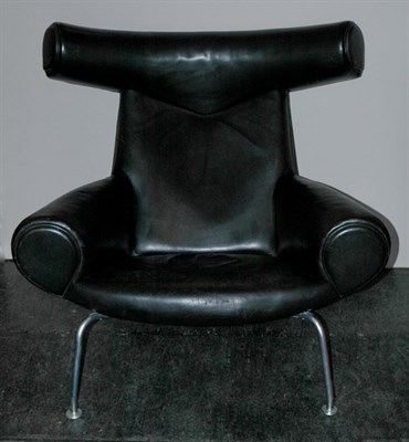 Lot 255 - Leather and Steel Ox Chair Hans Wegner, circa...