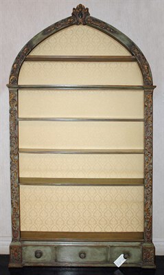 Lot 4150 - Foliate Decorated Green Painted Domed Bookcase...