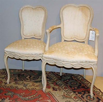 Lot 4448 - Set of Eight Louis XV Style Painted Dining...