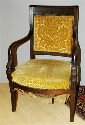 Lot 367 - Empire Style Carved Walnut Armchair