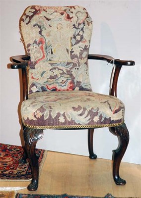 Lot 362 - Needlepoint Upholstered Mahogany Open Armchair
