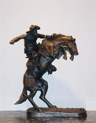 Lot 344 - Bronze Figure After Remington's Broncho Rider...