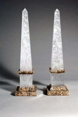 Lot 403 - Pair of Faux Rock Crystal and Marble Obelisks...