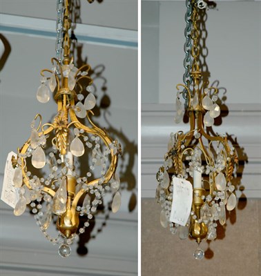 Lot 4438 - Pair of Gilt-Metal and Glass Hanging Lanterns