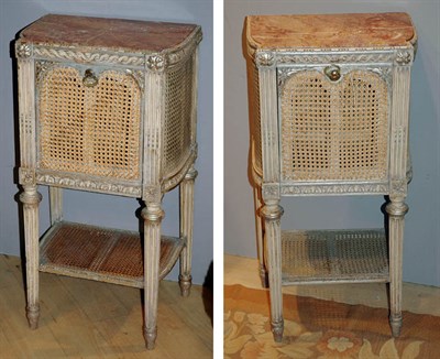 Lot 4233 - Pair of Louis XVI Style Marble Top Painted and...