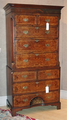Lot 4363 - Georgian Style Burl Mahogany Chest on Chest...