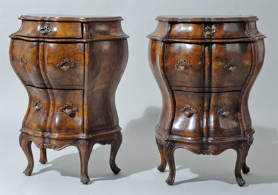 Lot 4402 - Pair of Italian Rococo Style Burl-Wood Bombe...