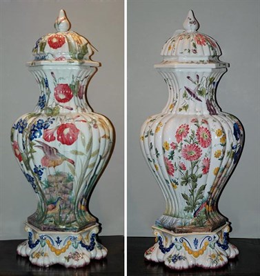 Lot 592 - Pair of Italian Pottery Baluster-Form Covered...