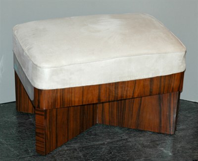 Lot 271A - Art Deco Suede Upholstered Exotic Wood Stool...
