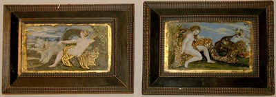 Lot 2182 - Pair of Continental Rococo Reverse Glass...