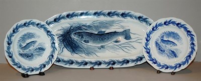 Lot 355 - Cauldon Blue and White Porcelain Fish Service...