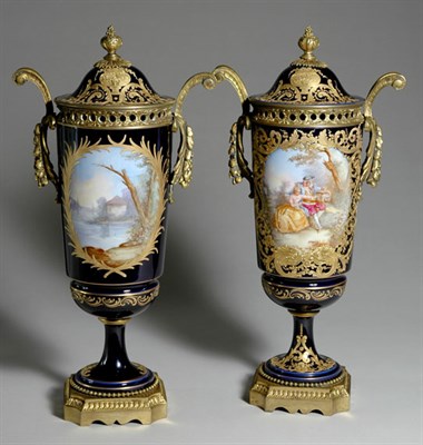 Lot 4462 - Pair of Sevres Gilt-Metal Mounted Porcelain...