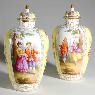 Lot 4472 - Pair of Meissen Style Porcelain Covered Jars...