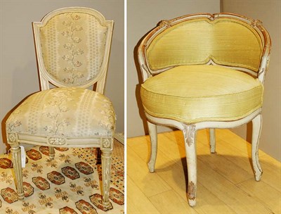 Lot 375 - Louis XVI Style Painted Side Chair; Together...