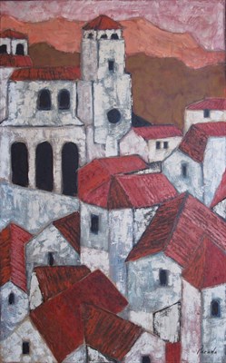 Lot 3087 - (i) 20th Century School A View of the Rooftops...