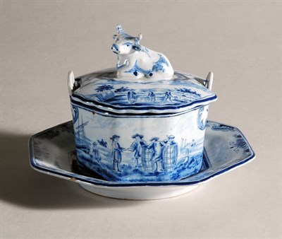 Lot 2224 - Dutch Delft Blue and White Covered Butter Dish...
