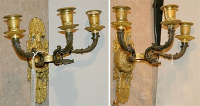 Lot 2528 - Pair of Empire Style Gilt and Patinated-Bronze...