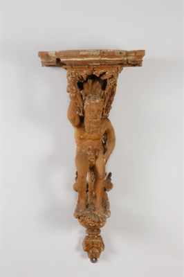 Lot 2226 - Continental Carved Wood Figural Wall Bracket...
