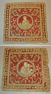 Lot 464 - Two Embroidered Square Panels 19th Century