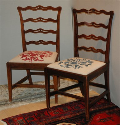 Lot 4335 - Set of Six Georgian Style Mahogany Ladderback...