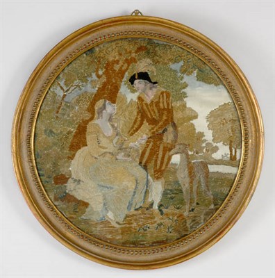 Lot 1285 - Pair of Continental Painted and Embroidered...