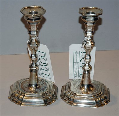 Lot 2296 - Pair of Continental Silver Candlesticks 19th...