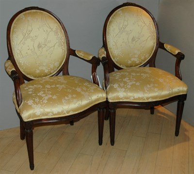 Lot 2470 - Pair of Louis XVI Walnut Fauteuils Late 18th...