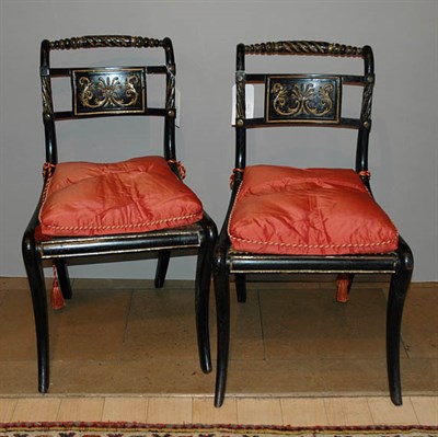 Lot 2516 - Pair of Regency Parcel Gilt and Black Painted...
