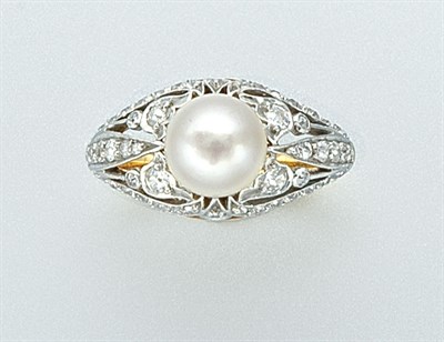 Lot 3019 - Pearl and Diamond Ring
