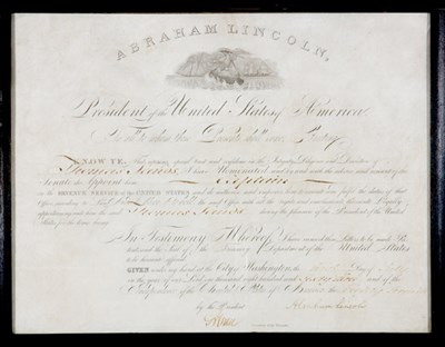 Lot 3012 - LINCOLN, ABRAHAM Document signed, one page,...