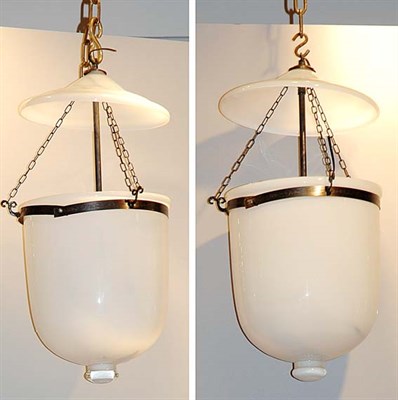 Lot 351 - Pair of White Frosted Glass Lanterns