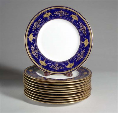 Lot 410 - Eleven Mintons Porcelain Cobalt Blue Dinner...