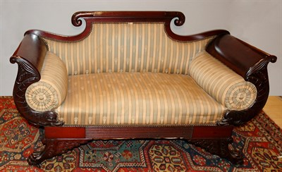 Lot 2214 - Classical Mahogany Upholstered Settee New York,...