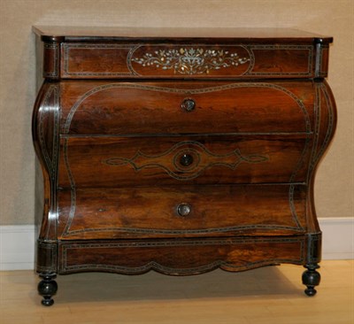 Lot 4466 - Continental Metal Inlaid Rosewood Bombe Chest...
