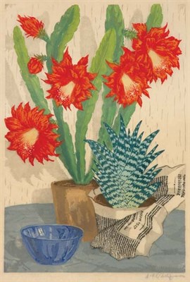 Lot 3218 - Martin E. Philipp STILL LIFE WITH CACTI Color...