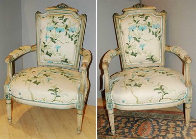 Lot 381 - Pair of Louis XVI Style Painted Fauteuils