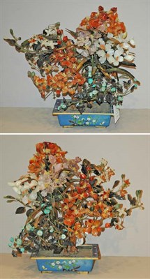 Lot 176 - Pair of Chinese Carved Hardstone Trees in...