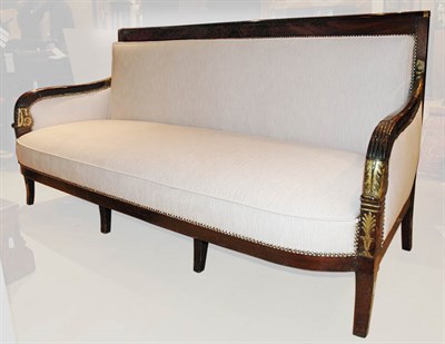 Lot 4159 - Empire Style Upholstered Parcel Gilt Mahogany...