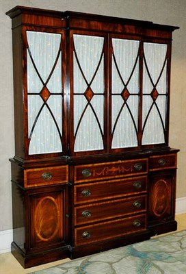 Lot 131 - Georgian Style Inlaid Mahogany Breakfront...