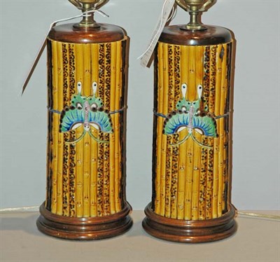 Lot 178 - Pair of Ceramic Bamboo-Form Lamps Height 25...