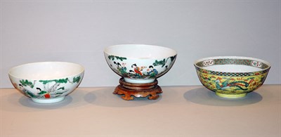 Lot 208 - Three Chinese Export Style Porcelain Bowls...