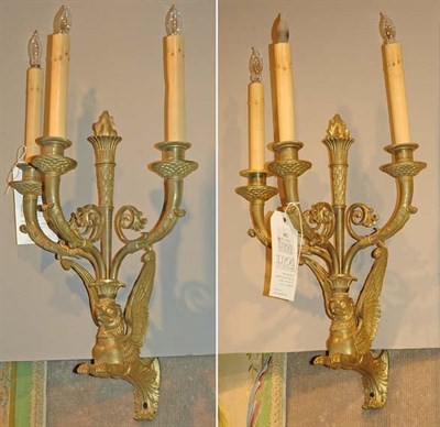 Lot 230 - Pair of Neoclassical Style Gilt-Metal Griffin...