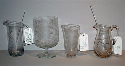 Lot 245 - Four Etched Glass Table Articles Including...