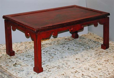 Lot 4352 - Asian Style Red Lacquered Low Table Height 20...