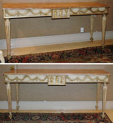 Lot 4413 - Pair of Italian Faux Marble Painted Top Gilt...