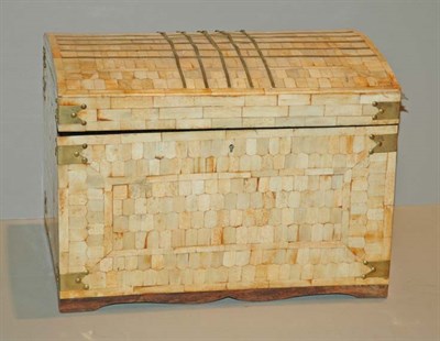 Lot 310 - Brass Mounted Bone Veneered Casket Height 10...