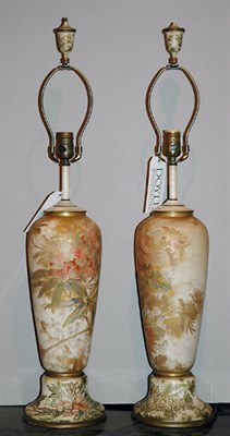 Lot 312 - Pair of Floral Decorated Porcelain Lamps