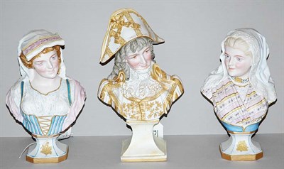 Lot 342 - Three Continental Bisque Porcelain Busts