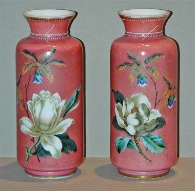 Lot 401 - Pair of Bristol Style Floral Decorated Glass...