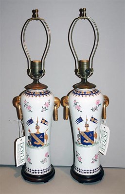 Lot 408 - Pair of Chinese Export Style Porcelain Lamps...
